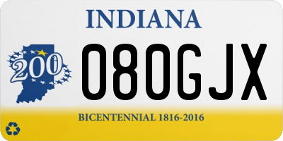 IN license plate 080GJX