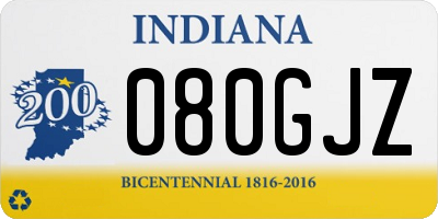 IN license plate 080GJZ