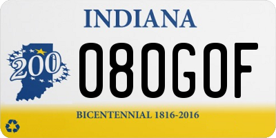 IN license plate 080GOF