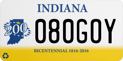 IN license plate 080GOY