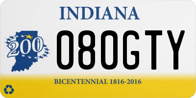 IN license plate 080GTY