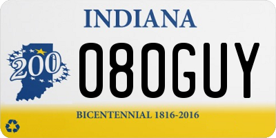 IN license plate 080GUY