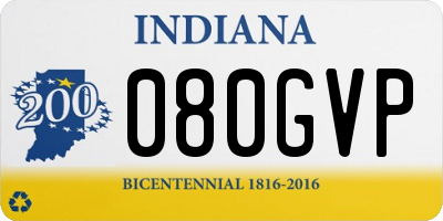 IN license plate 080GVP