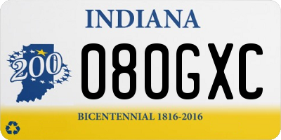IN license plate 080GXC