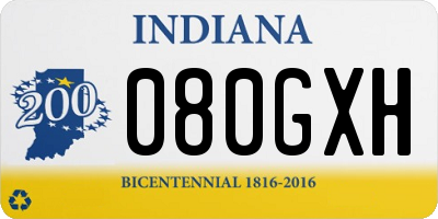 IN license plate 080GXH