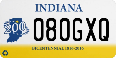 IN license plate 080GXQ