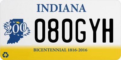 IN license plate 080GYH