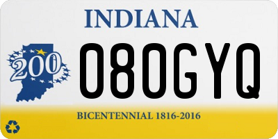IN license plate 080GYQ