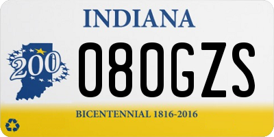 IN license plate 080GZS