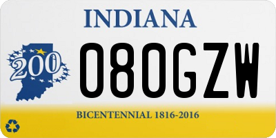 IN license plate 080GZW