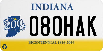 IN license plate 080HAK
