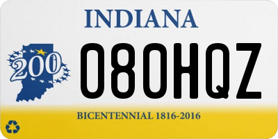IN license plate 080HQZ