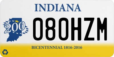 IN license plate 080HZM