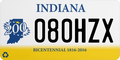 IN license plate 080HZX