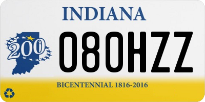 IN license plate 080HZZ