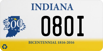 IN license plate 080I