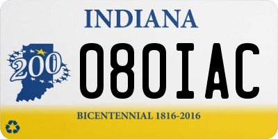 IN license plate 080IAC