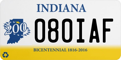 IN license plate 080IAF