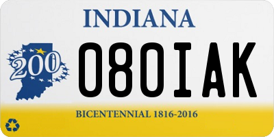 IN license plate 080IAK