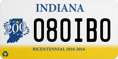 IN license plate 080IBO
