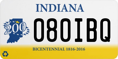 IN license plate 080IBQ