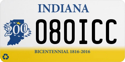 IN license plate 080ICC
