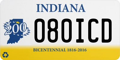 IN license plate 080ICD