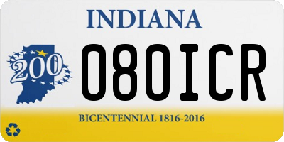 IN license plate 080ICR