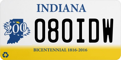 IN license plate 080IDW
