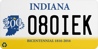 IN license plate 080IEK