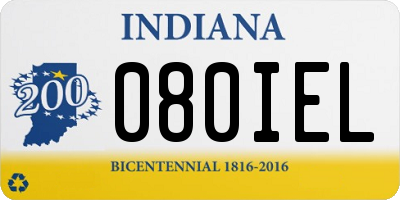 IN license plate 080IEL