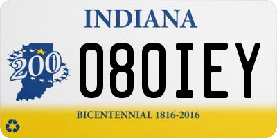IN license plate 080IEY