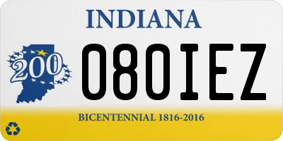 IN license plate 080IEZ