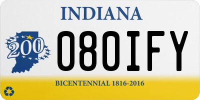 IN license plate 080IFY