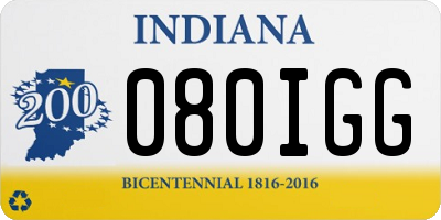 IN license plate 080IGG