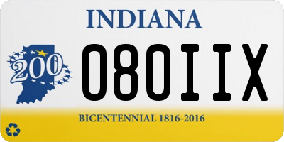 IN license plate 080IIX
