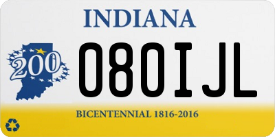 IN license plate 080IJL
