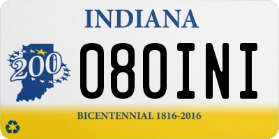 IN license plate 080INI