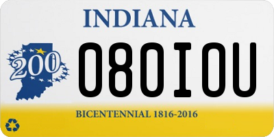 IN license plate 080IOU