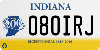 IN license plate 080IRJ