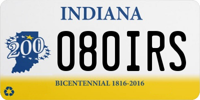 IN license plate 080IRS