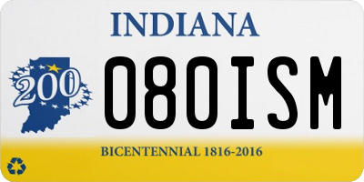 IN license plate 080ISM
