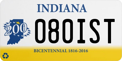 IN license plate 080IST