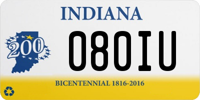 IN license plate 080IU