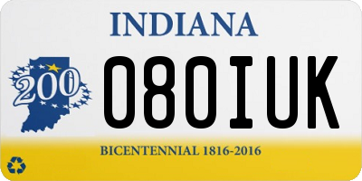 IN license plate 080IUK
