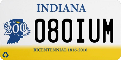 IN license plate 080IUM