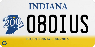 IN license plate 080IUS
