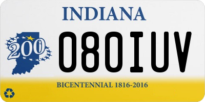 IN license plate 080IUV