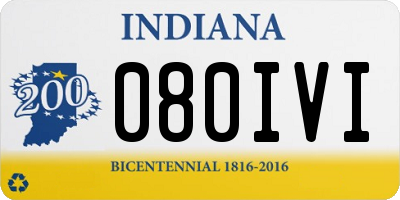 IN license plate 080IVI
