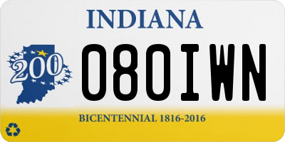 IN license plate 080IWN